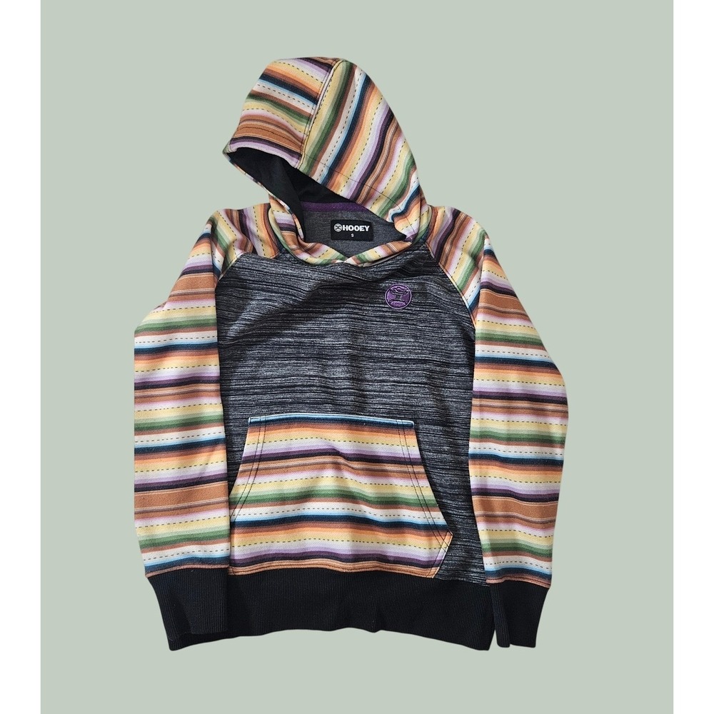 Hooey Kids Serape Stripe Pullover Hoodie Grey‎ Multi HH1167BKSP-Y Size S